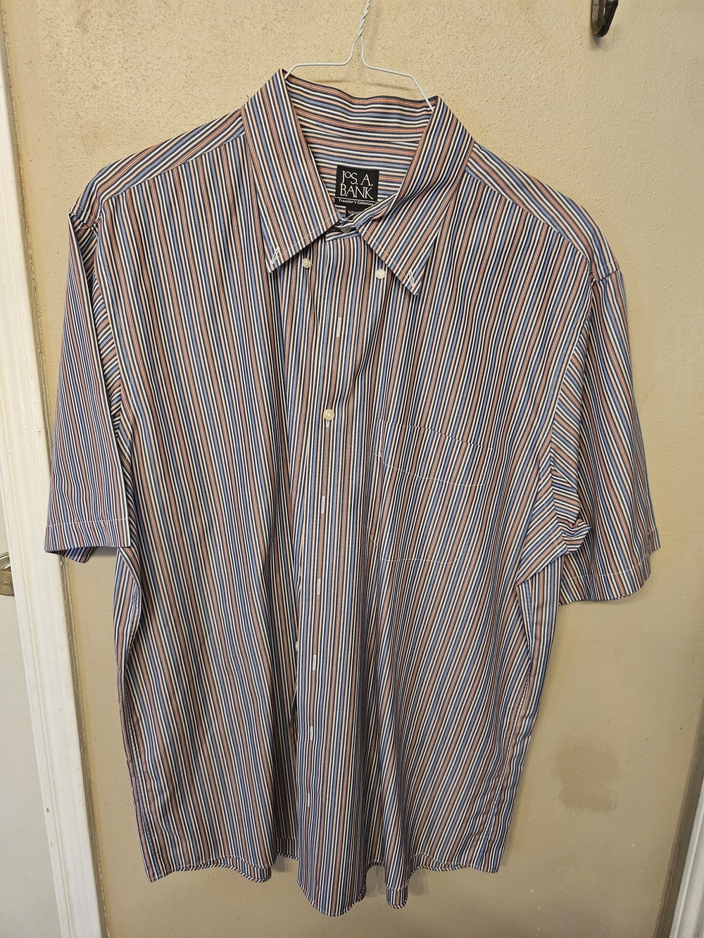 Jos. A. Bank Multicolor Narrow Stripe Short-Sleeve Button-Down Shirt